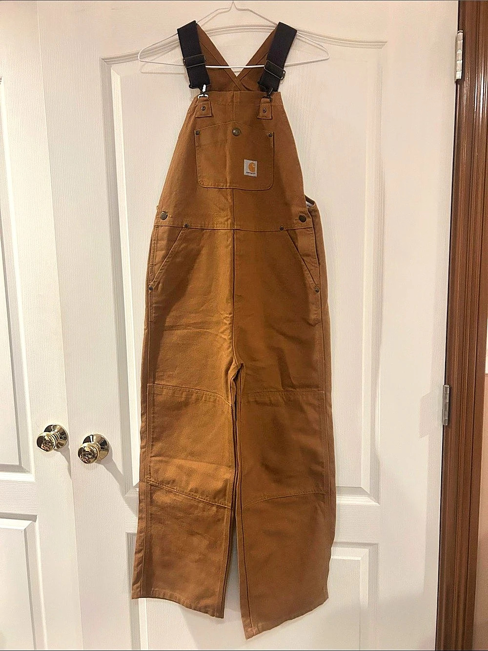 Carhartt Kids' Duck Washed Bib Overall Brown Size 12, Excellent condition
